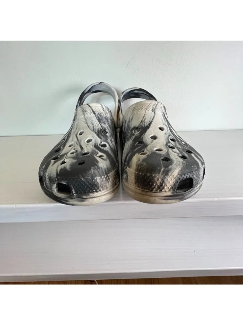 Crocs Classic Marbled Clogs Black White Swirl Slip On Shoes Mens 11 Womens 13